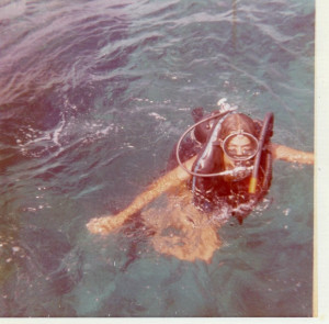 Lynn's first dive, Key Largo, FL 1972
